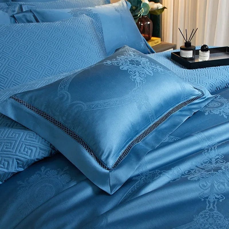 Elegance Blue påslakanset - egyptisk bomull | Premium egyptisk bomull - rik blå nyans - perfekt för ett snyggt och bekvämt sovrum