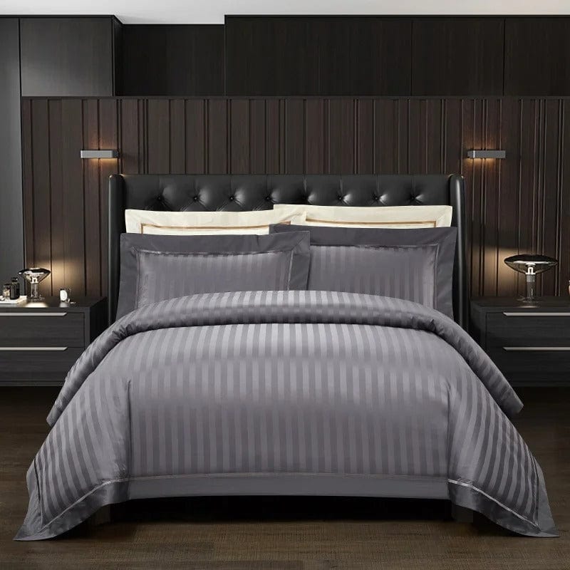 Prestige Gray Duvet Cover Set (Egyptian Cotton) | Luxury Egyptian Cotton - Deep Gray Shade - Perfect for Comfort and Style