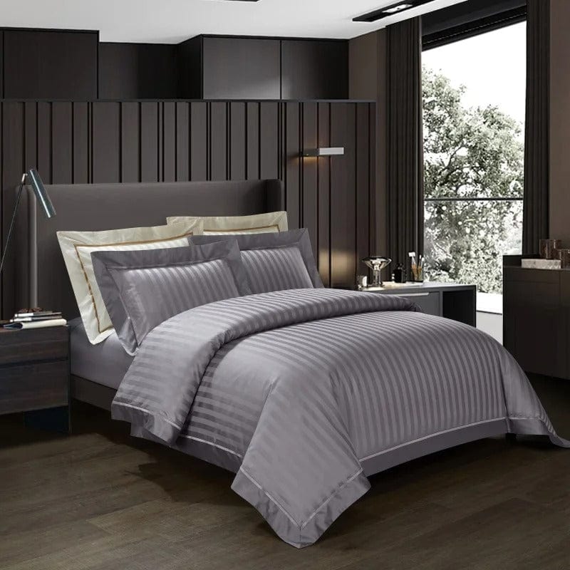 Prestige Gray Duvet Cover Set (Egyptian Cotton) | Luxury Egyptian Cotton - Deep Gray Shade - Perfect for Comfort and Style
