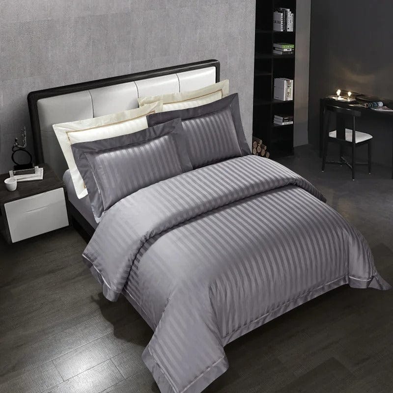 Prestige Gray Duvet Cover Set (Egyptian Cotton) | Luxury Egyptian Cotton - Deep Gray Shade - Perfect for Comfort and Style