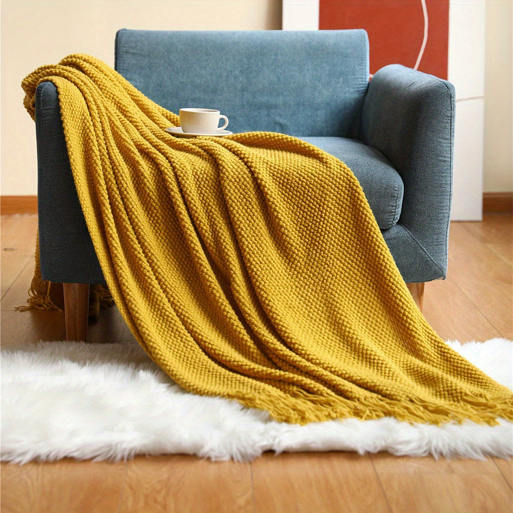 Stickad slangfilter med tofsar | Lätt Bubble Texture - Lämplig för soft, säng och heminredning