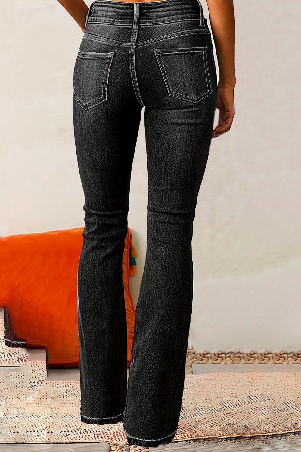 Tindra bootcut jeans dam | Bekväma stretchjeans med diskreta detaljer | Praktisk Fikor | Blå klassisk modell | 65% bomull 35% polyester