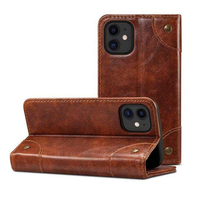 Flip Cover Plånboksfodral - Luxura - Äkta loader - iPhone 12