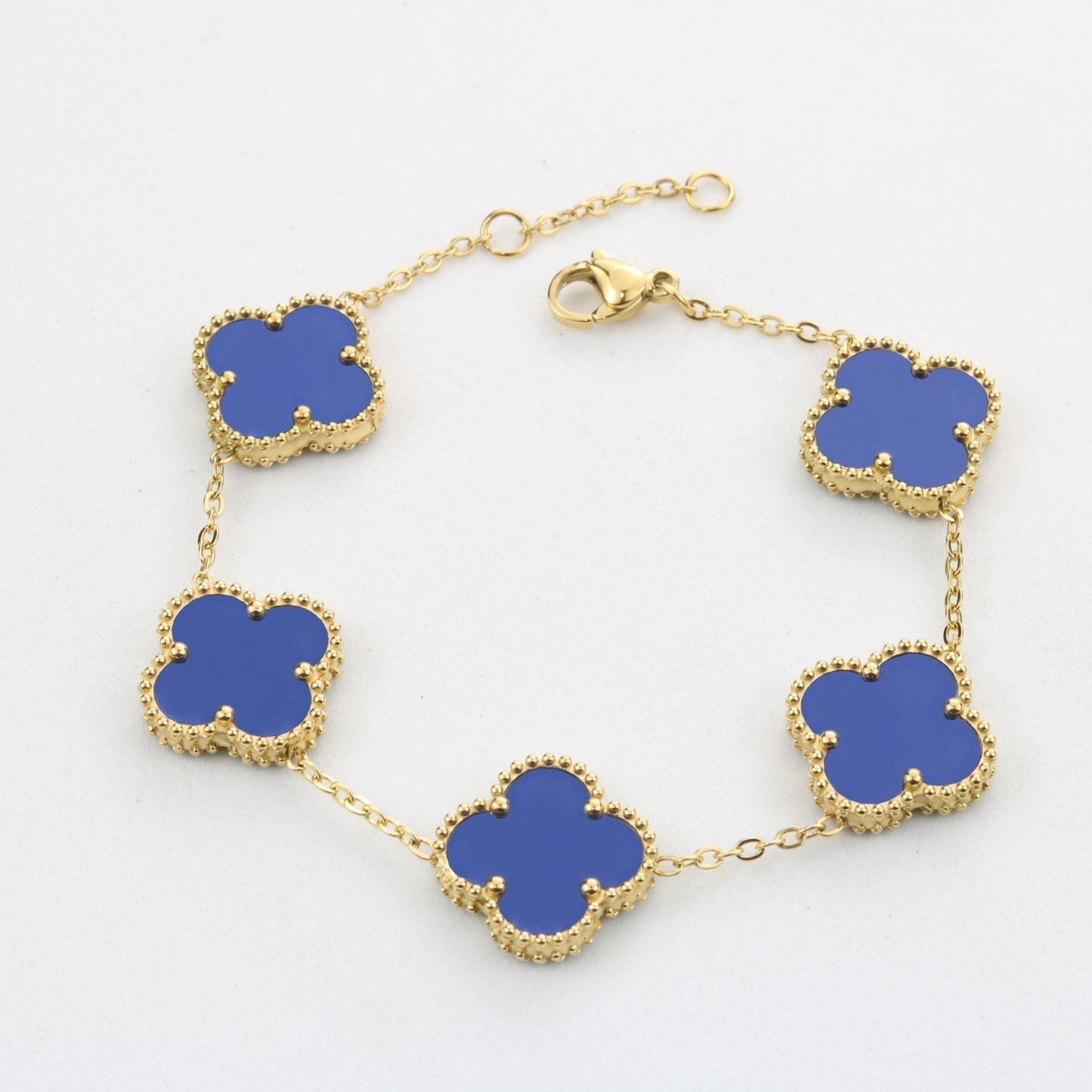 Santorini | Blått klöverarmband
