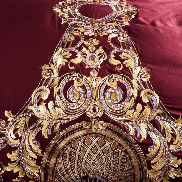 Golden Fier Röd och guld påslakanset - egyptisk bomull | Högkvalitativ egyptisk bolull - red and gold design - Snygg and bekväm for alla sovrum