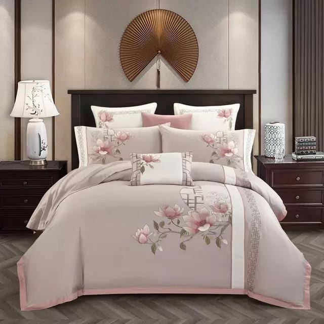 Sakura Bloom påslakanset - egyptisk bomull | Snygg blommig design - Mjuk och hållbar för dagligt bruk