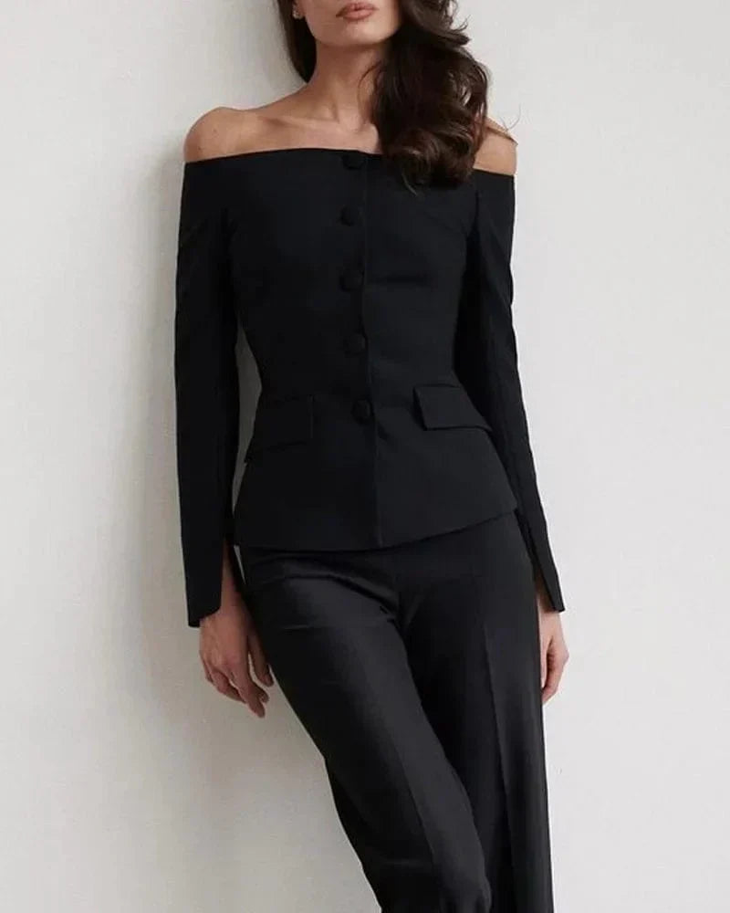 Elegant rouge eller byxuppsättning dam - Slimfit - Klassisk elegans - Essential Elegance