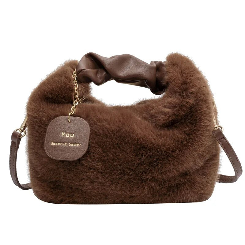 Fluffig crossbody väska för kvinnor