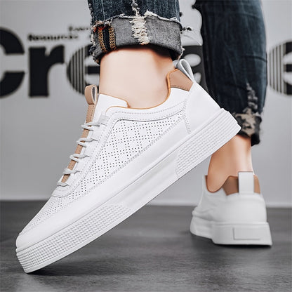 Läder Low Top Sneakers Herr 132 | Casual Low Shoes - Halkfria och andas för utomhusaktiviteter - Viktigt