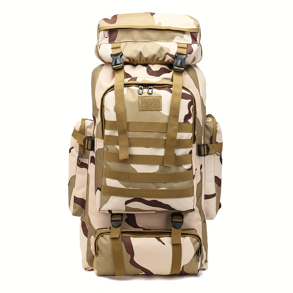 Tactical Backpack, Large Capacity Outdoor Hiking Bag with Adjustable Shoulder Straps, Camouflage Travel Shoulder Bag Men's Outdoor Training Backpack Multifunctional Backpack, Leisure Travel Hiking Backpack, Suitable for Fishing Mountaineering Camping