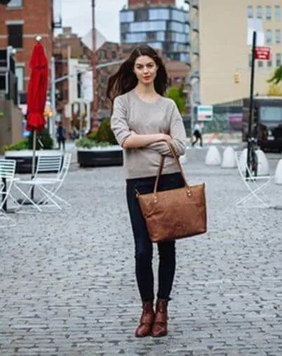 Vintage leather tote bag | stijlvol en duurzaam - geschikt voor dagelijks gebruik - Visconte