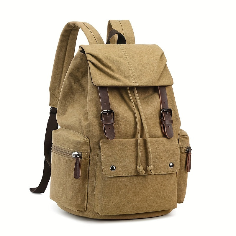 Canvas Backpack Computer Bag Vintage British Style Trendy Canvas Backpack Durable Wear-Resistant Casual Bag