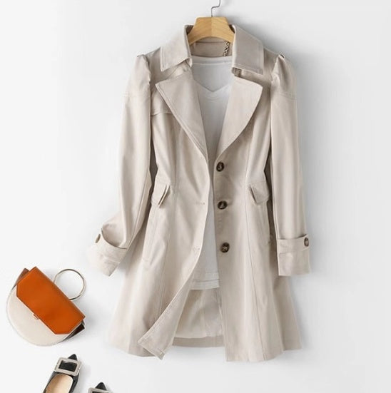 Kort trenchcoat dam | Lätt vår- och sommarjacka med klassiska knappar och fickor | Storlekar S–5XL | Luftig, stilren design