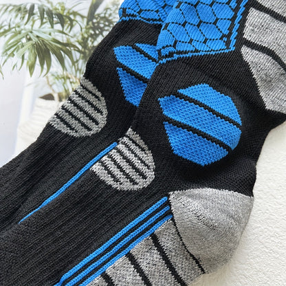 3 Pairs Men's Winter Thick Warm Breathable Hiking Ice Skating Skiing Knee-High Outdoor Sports Socks - EU 39-45, US 6.5-11.5, UK 6-11
