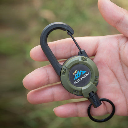 Four-color Outdoor Tactical Pull-tab Retractable Buckle Steel Wire Rope Multi-functional Keychain Camping High-resilience Anti-loss Rope Quick-release Buckle