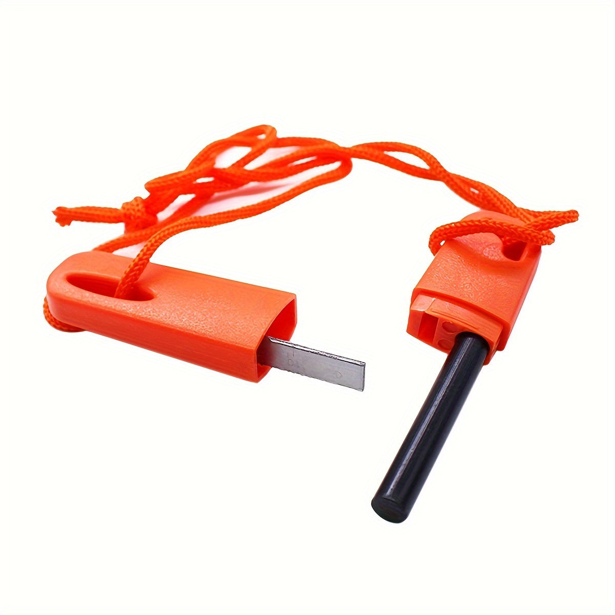 Durable Magnesium Flint Fire Starter with Serrated Scraper - Essential Outdoor Survival Tool, ABS Material, Perfect for Camping & Hiking