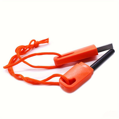 Durable Magnesium Flint Fire Starter with Serrated Scraper - Essential Outdoor Survival Tool, ABS Material, Perfect for Camping & Hiking
