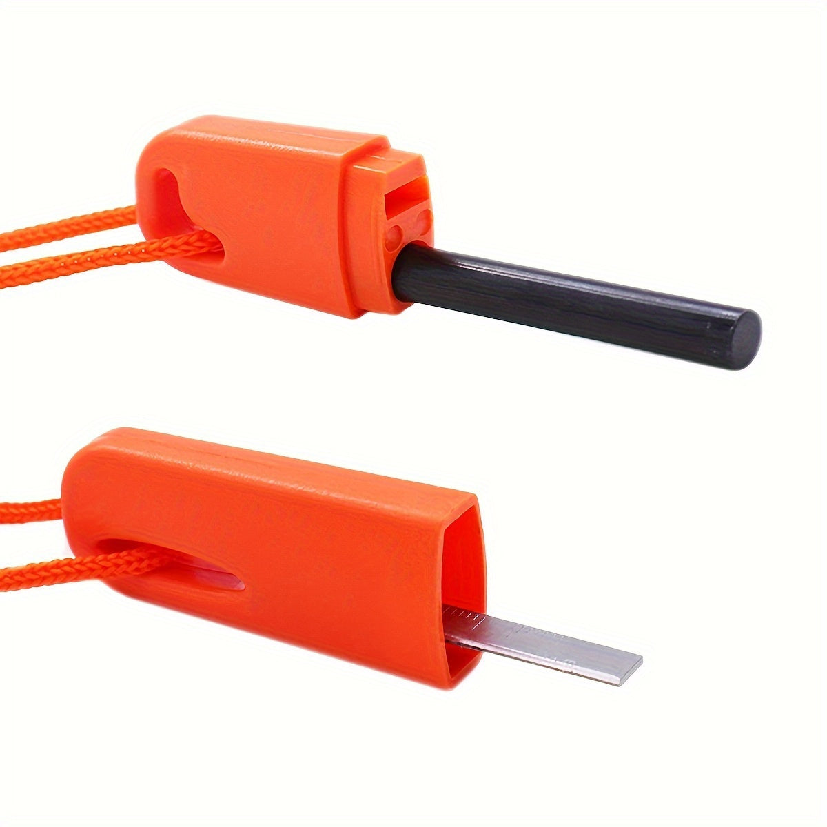 Durable Magnesium Flint Fire Starter with Serrated Scraper - Essential Outdoor Survival Tool, ABS Material, Perfect for Camping & Hiking