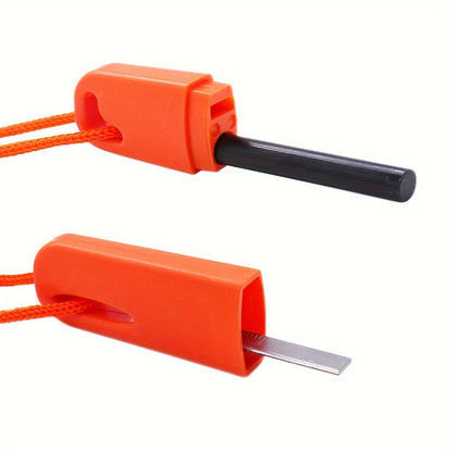 Durable Magnesium Flint Fire Starter with Serrated Scraper - Essential Outdoor Survival Tool, ABS Material, Perfect for Camping & Hiking