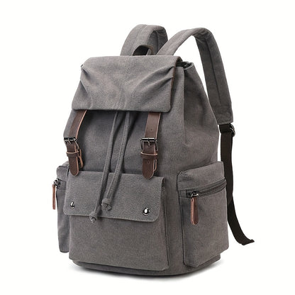 Canvas Backpack Computer Bag Vintage British Style Trendy Canvas Backpack Durable Wear-Resistant Casual Bag