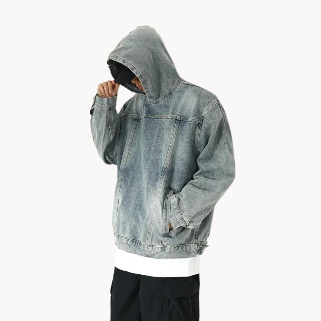 Urban Denim Hoodie Herr i vintagestil - Snygga vardagskläder för män