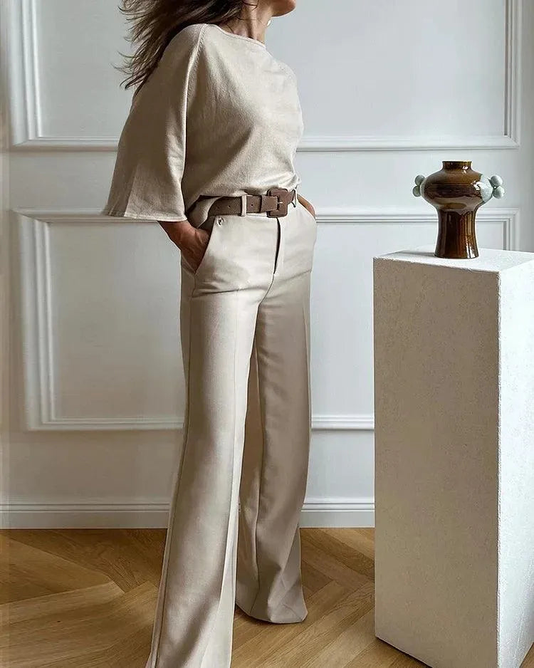 Stijlvolle Tailored Fit Broek met Elegante Blouse - Visconte