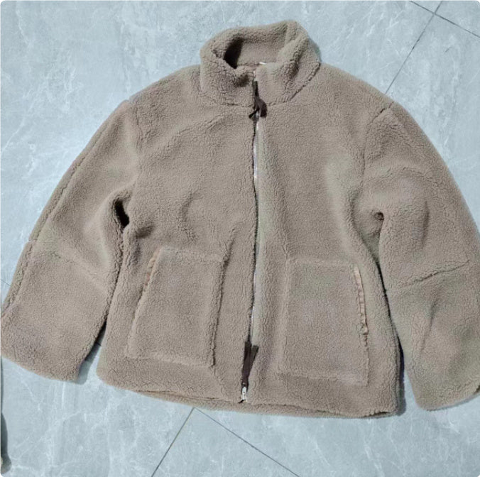 Vinterjacka dam fleece | krage | Dragkedja | Fickor | Modernt lösenord | Flera färgare | Varm jacka för kalla dagar | Storleksbyxor S-XXL