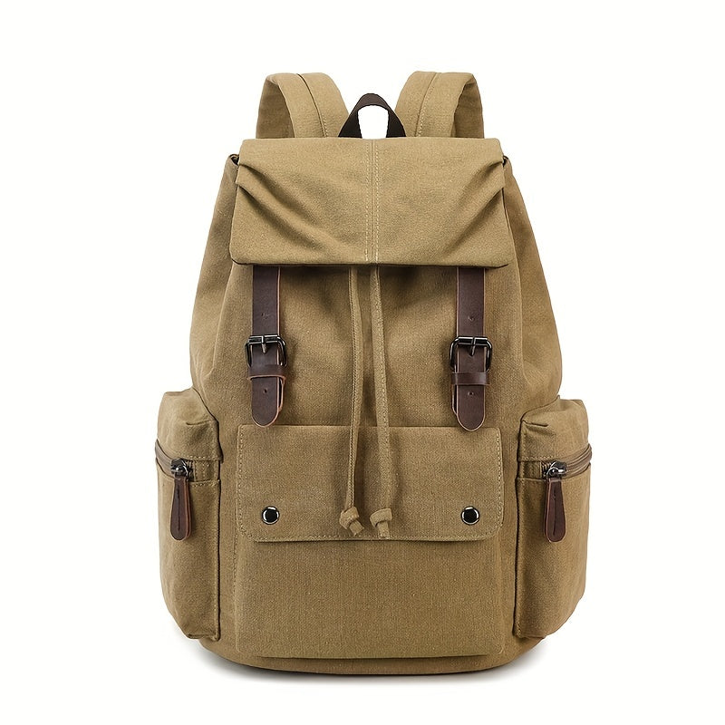 Canvas Backpack Computer Bag Vintage British Style Trendy Canvas Backpack Durable Wear-Resistant Casual Bag