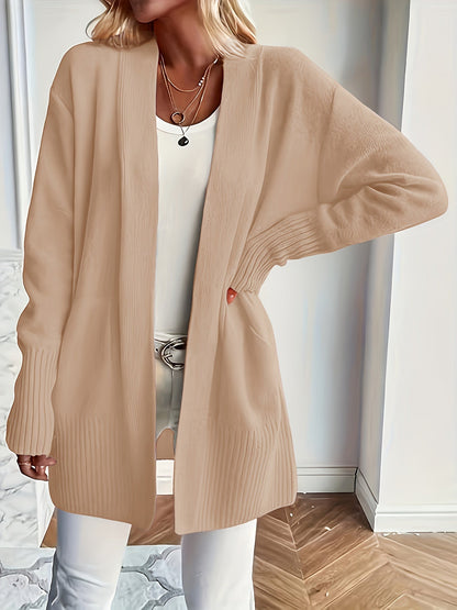 Strikket cardigan - Beige - Åben front - Ideel til lagdelte outfits