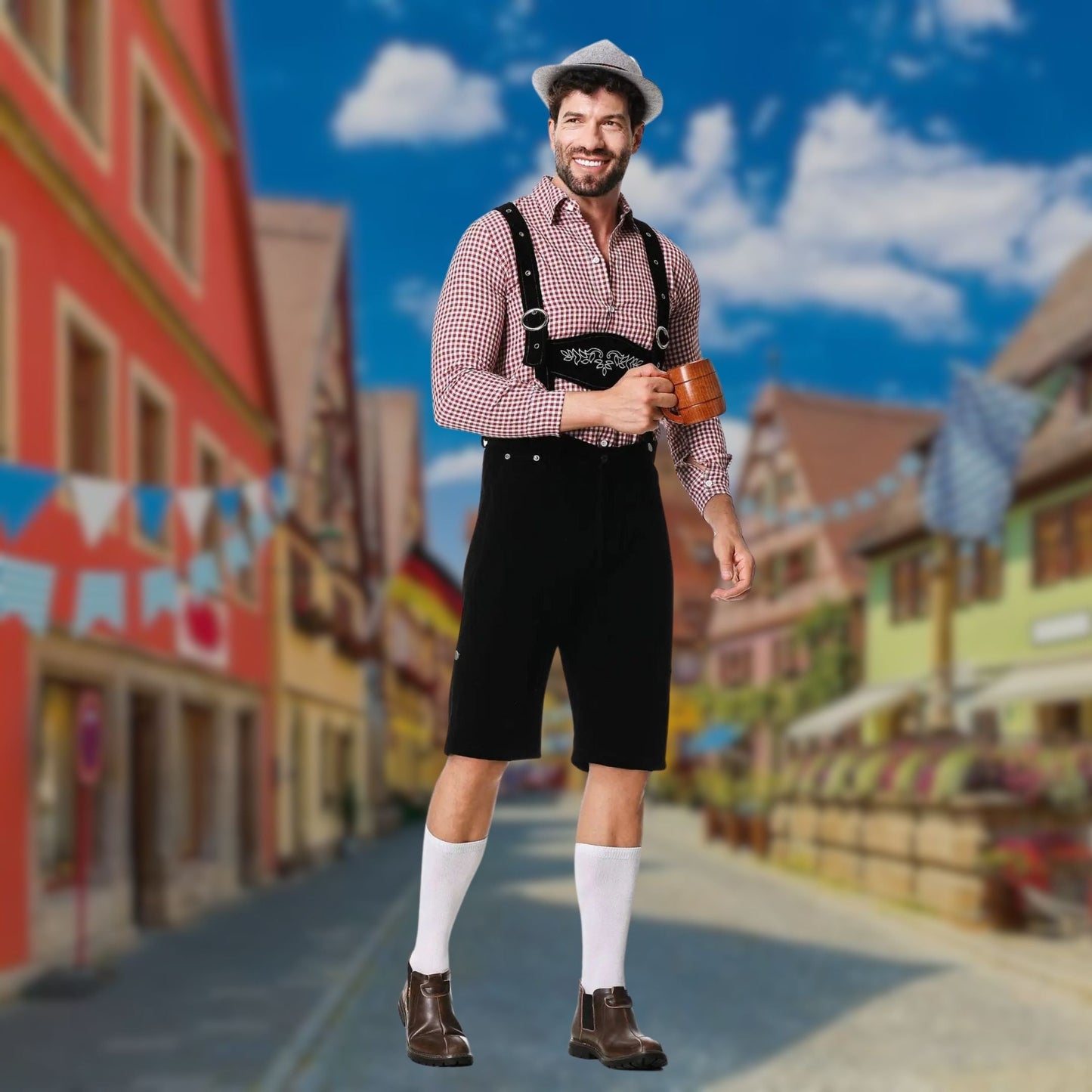 Hugo | Tredelt sæt Oktoberfest Lederhosen