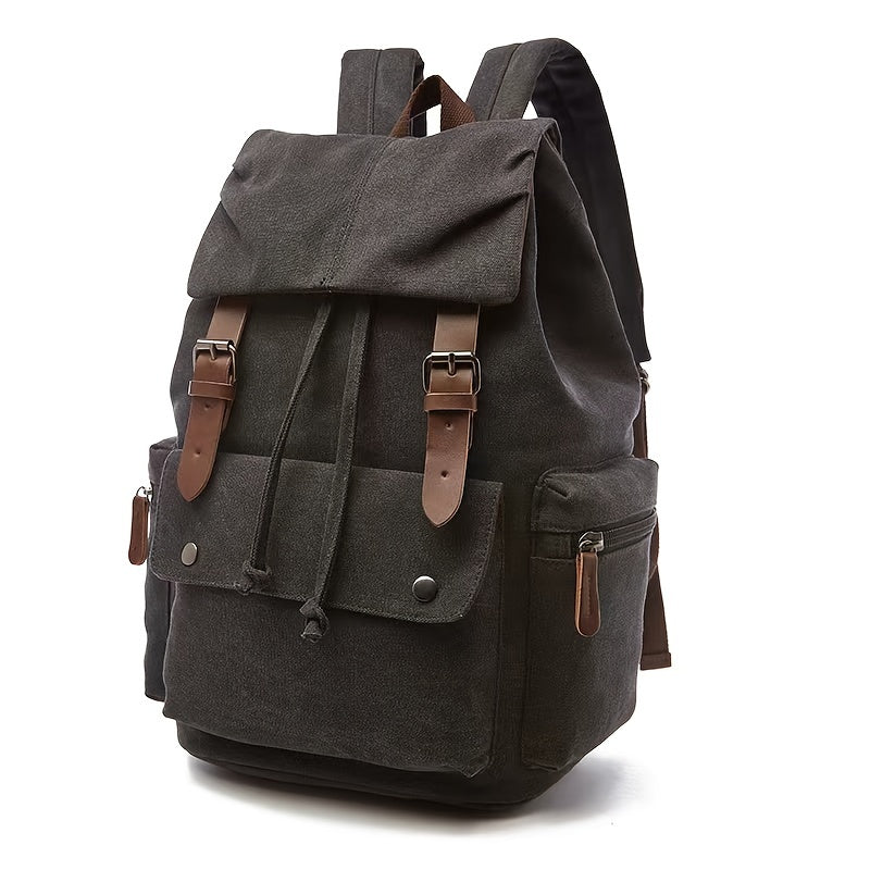 Canvas Backpack Computer Bag Vintage British Style Trendy Canvas Backpack Durable Wear-Resistant Casual Bag