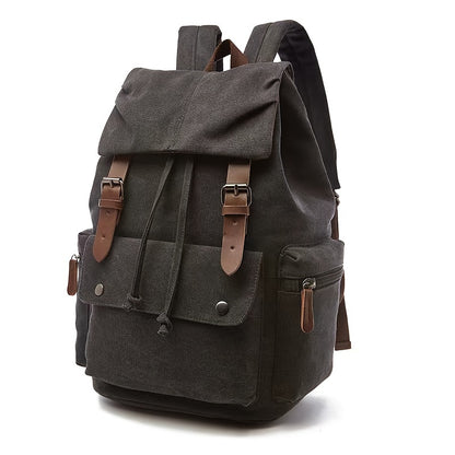 Canvas Backpack Computer Bag Vintage British Style Trendy Canvas Backpack Durable Wear-Resistant Casual Bag
