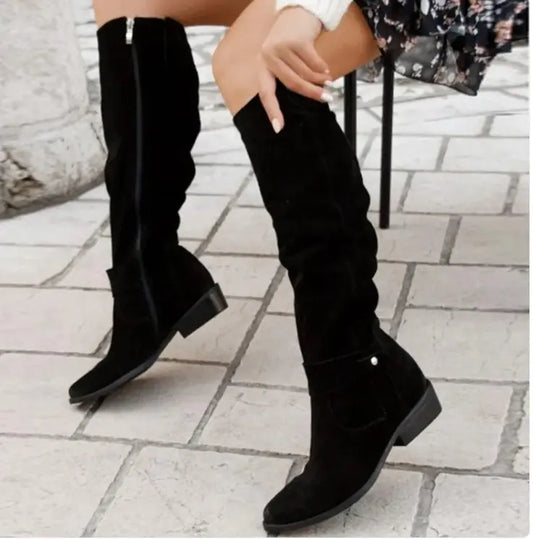 Saga - Höga boots med dragkedja