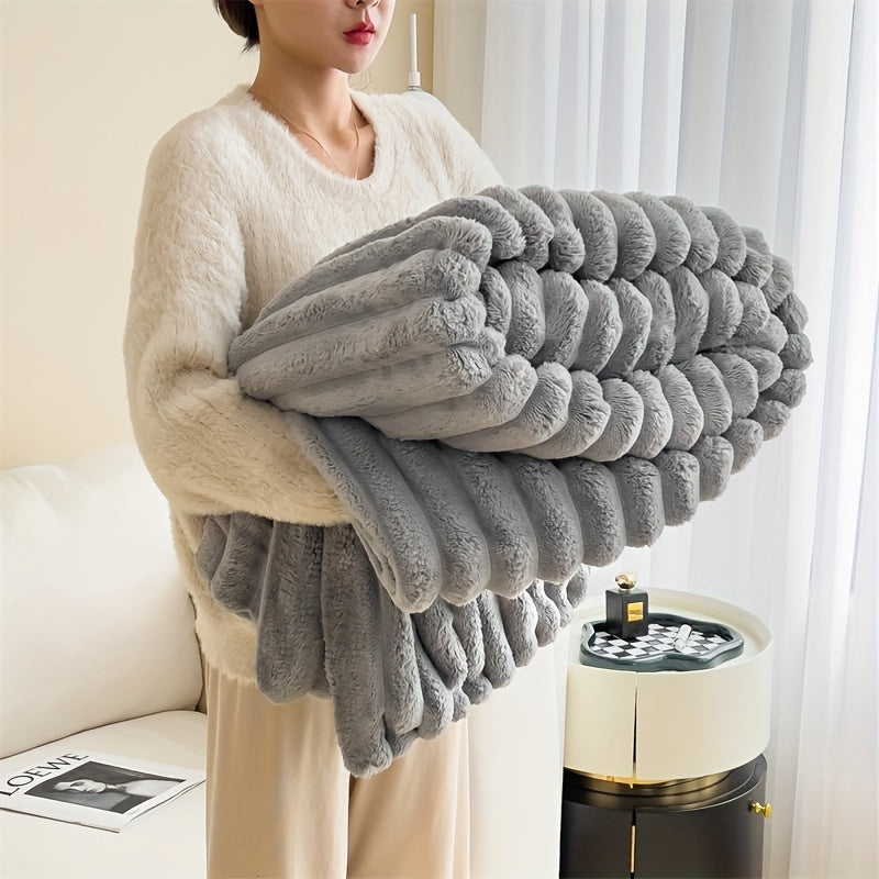 Plush Faux Rabbit Fur Blanket | Super Soft & Warm - Suitable for Home or Travel