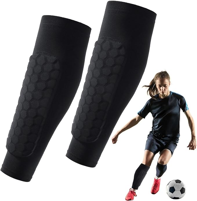 Benskydd med integrerad ankelstrumpa för fotboll | Ultralätt allt-i-ett-skydd | Ergonomisk passform | Andningsbart material | Unisex storlek