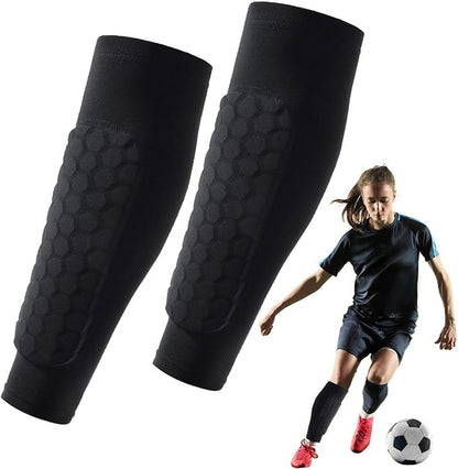 Benskydd med integrerad ankelstrumpa för fotboll | Ultralätt allt-i-ett-skydd | Ergonomisk passform | Andningsbart material | Unisex storlek