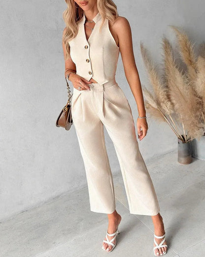 Dames Jumpsuit met Knoopdetails - Visconte