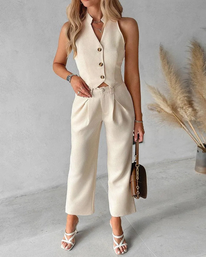 Dames Jumpsuit met Knoopdetails - Visconte