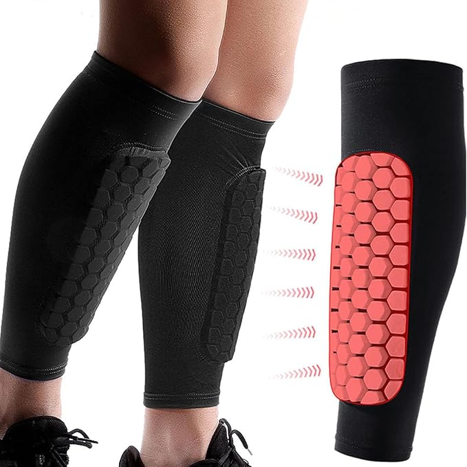 Benskydd med integrerad ankelstrumpa för fotboll | Ultralätt allt-i-ett-skydd | Ergonomisk passform | Andningsbart material | Unisex storlek