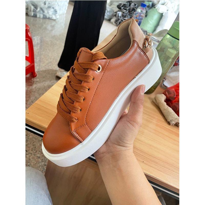 Vita sneakers dam med platåsula | Luftiga och lätta snörskor | Perfekt vardagsskor och sommarskor | EU-stork 35-41 | Tidlös design