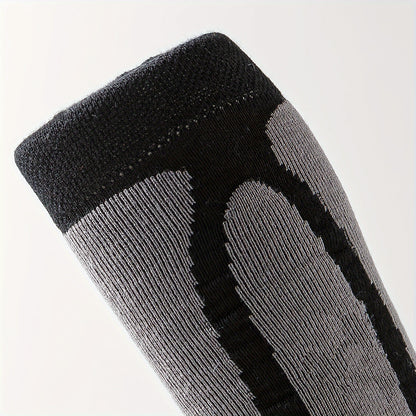 One Pair of Winter Thermal Socks for Skiing And Snowboarding, Suitable for Both Men And Women, Designed for Outdoor Sports And Hiking, Featuring Cushioned Terry Towel Bottoms