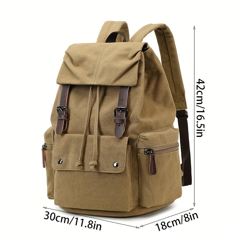 Canvas Backpack Computer Bag Vintage British Style Trendy Canvas Backpack Durable Wear-Resistant Casual Bag
