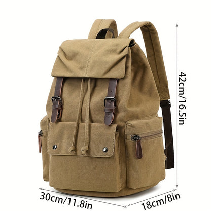 Canvas Backpack Computer Bag Vintage British Style Trendy Canvas Backpack Durable Wear-Resistant Casual Bag