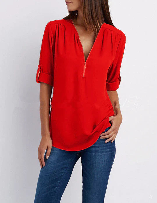 Casual Dames Blouse met Rits - Visconte