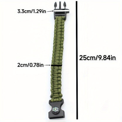 Durable Men's Bracelet - Nylon Strap with Compass and Whistle, Outdoor Survival Emergency Accessory, Suitable for Hiking, Camping, Men's Fashion Accessory, Hiking Essential, Durable Nylon Strap, Retractable Whistle