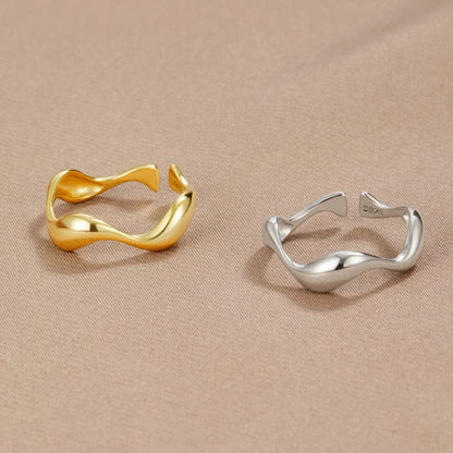 925 Sterling Gold Wave Ring - Visconte