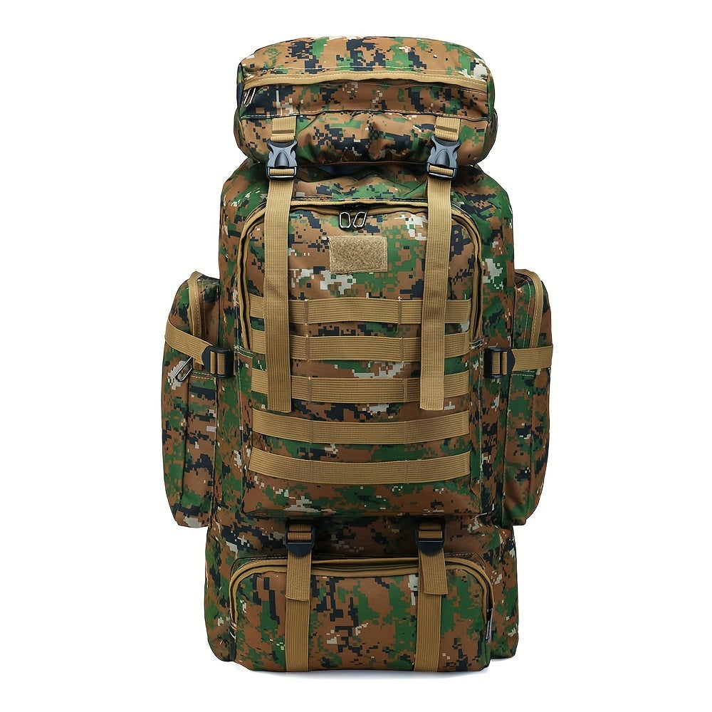 Tactical Backpack, Large Capacity Outdoor Hiking Bag with Adjustable Shoulder Straps, Camouflage Travel Shoulder Bag Men's Outdoor Training Backpack Multifunctional Backpack, Leisure Travel Hiking Backpack, Suitable for Fishing Mountaineering Camping