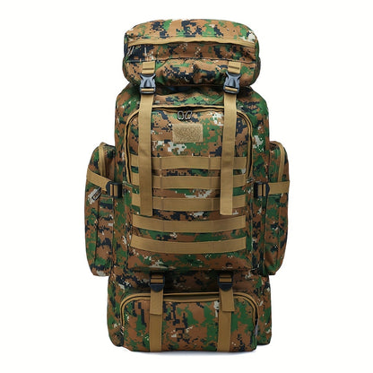Tactical Backpack, Large Capacity Outdoor Hiking Bag with Adjustable Shoulder Straps, Camouflage Travel Shoulder Bag Men's Outdoor Training Backpack Multifunctional Backpack, Leisure Travel Hiking Backpack, Suitable for Fishing Mountaineering Camping