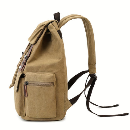Canvas Backpack Computer Bag Vintage British Style Trendy Canvas Backpack Durable Wear-Resistant Casual Bag