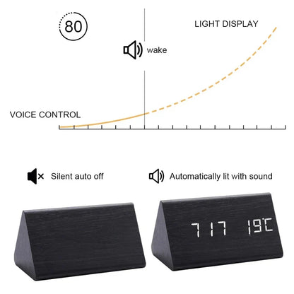 Väckarklocka - WoodWatch - LED Display - Röststyrning